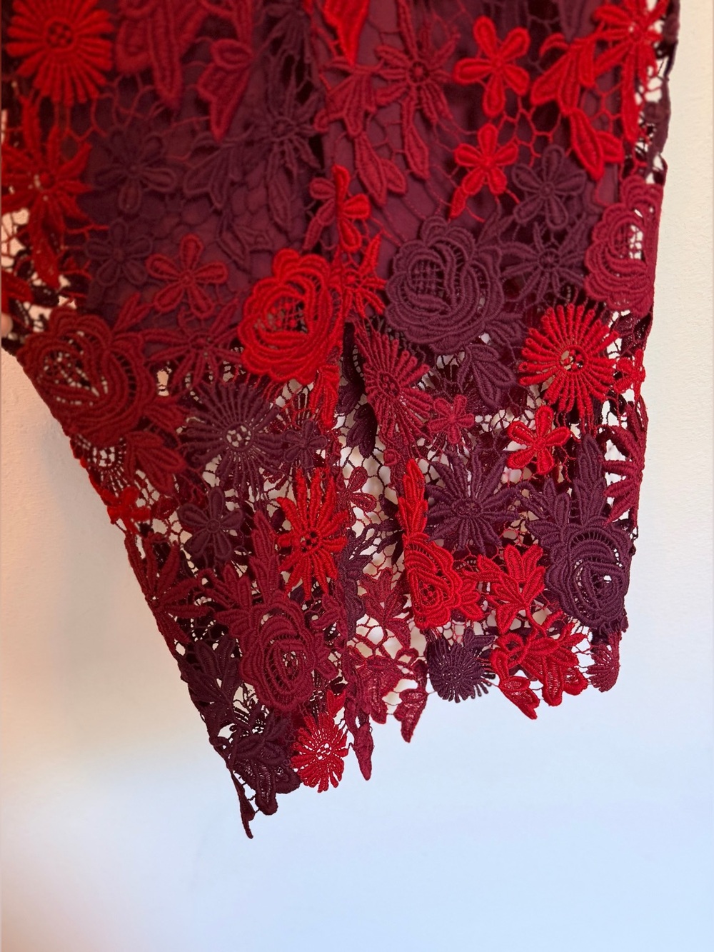 Alexia Admor Red Floral Lace Midi Dress XS Elegant Cocktail Wedding Guest - Picture 10 of 10